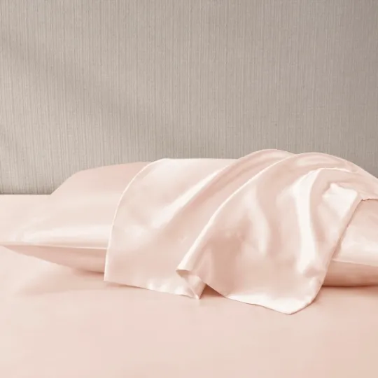 Kirkland's Home Blush Satin Standard 2-Pc. Pillow Case Set- Bed Sheets