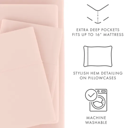Kirkland's Home Blush Ultra Soft 4-Pc. Twin Xl Sheet Set- Bed Sheets
