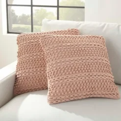 Kirkland's Home Blush Woven Stripes Throw Pillows, Set Of 2- Pillows