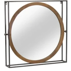 Kirkland's Home Bold Iron And Wood Square Framed Mirror- Decorative Mirrors