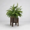 Kirkland's Home Boston Fern In Round Wooden Planter With Stand- Arrangements & Greenery
