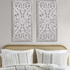 Kirkland's Home Botanical Wood Carved Panel Wall Plaques, Set Of 2- Wall Plaques