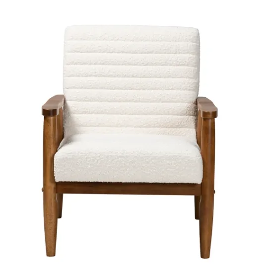 Kirkland's Home Boucle & Wood Frame Accent Chair- Accent Chairs
