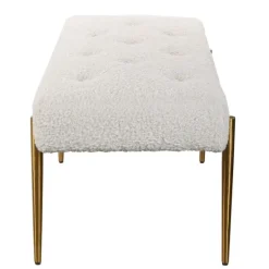 Kirkland's Home Boucle Seat And Gold Legs Bench- Benches & Ottomans