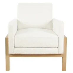 Kirkland's Home Boucle Wood Frame Accent Chair- Accent Chairs