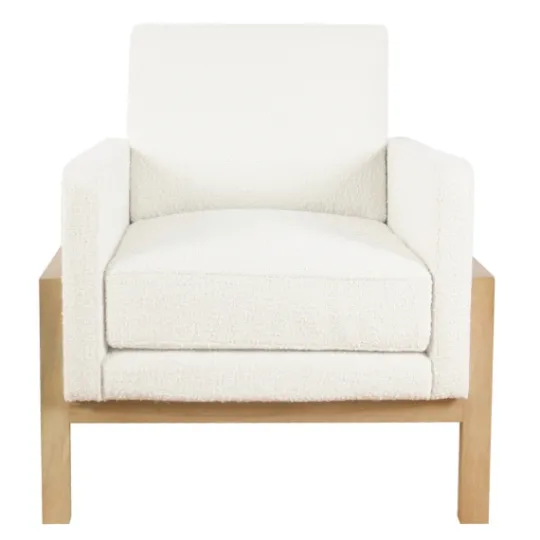 Kirkland's Home Boucle Wood Frame Accent Chair- Accent Chairs