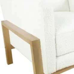 Kirkland's Home Boucle Wood Frame Accent Chair- Accent Chairs