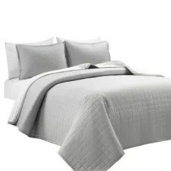 Kirkland's Home Box Stitch Cotton King 3-Pc. Quilt Set- Quilts