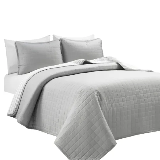 Kirkland's Home Box Stitch Cotton King 3-Pc. Quilt Set- Quilts