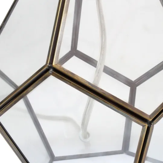Kirkland's Home Brass And Glass Octagon Table Lamp- Table Lamps
