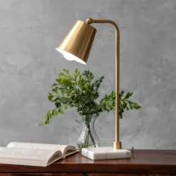 Kirkland's Home Brass Cone Table Lamp With Marble Base- Table Lamps