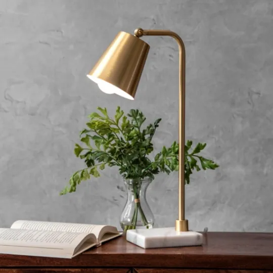 Kirkland's Home Brass Cone Table Lamp With Marble Base- Table Lamps