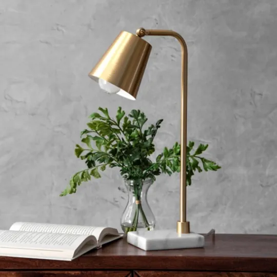 Kirkland's Home Brass Cone Table Lamp With Marble Base- Table Lamps