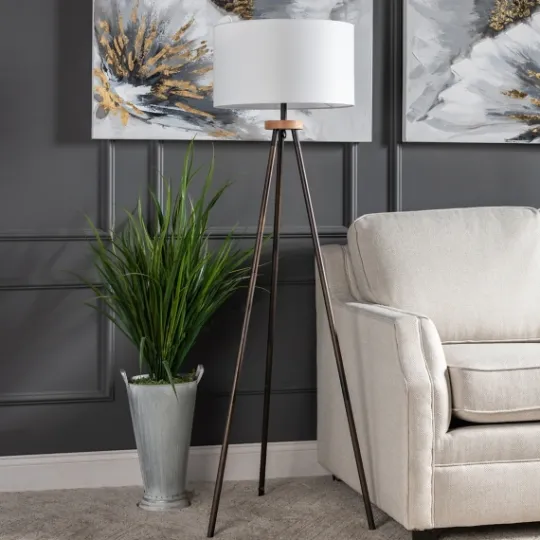 Kirkland's Home Brass Metal Tripod Floor Lamp- Floor Lamps
