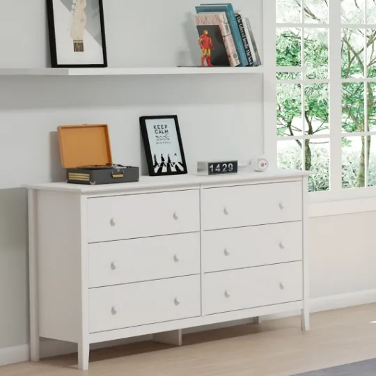 Kirkland's Home Brazilian Pine Wood 6-Drawer Dresser- Dressers & Chests