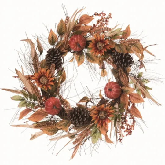 Kirkland's Home Bright Bounty Pumpkin Sunflower Wreath- Wreaths
