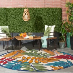 Kirkland's Home Bright Branches Round Outdoor Area Rug, 7X7- Outdoor Rugs