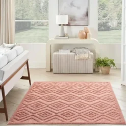 Kirkland's Home Bright Coral Diamond Outdoor Area Rug, 6X9- Outdoor Rugs