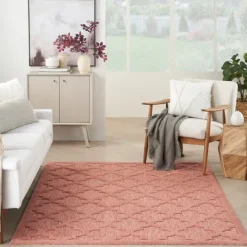 Kirkland's Home Bright Coral Trellis Outdoor Area Rug, 4X6- Outdoor Rugs