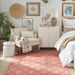 Kirkland's Home Bright Coral Trellis Outdoor Area Rug, 4X6- Outdoor Rugs