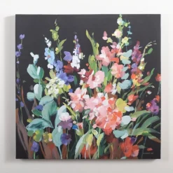 Kirkland's Home Bright Floral And Black Canvas Art Print- Canvas Art