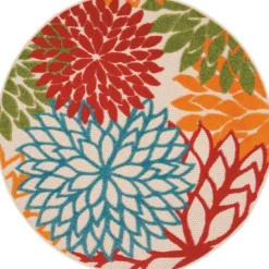 Kirkland's Home Bright Leaves Round Outdoor Area Rug, 5X5- Outdoor Rugs