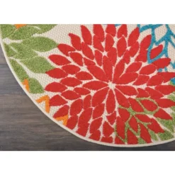 Kirkland's Home Bright Leaves Round Outdoor Area Rug, 5X5- Outdoor Rugs