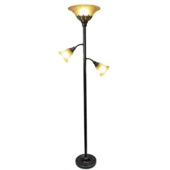 Kirkland's Home Bronze And 3-Scallop Glass Floor Lamp- Floor Lamps