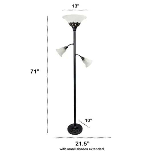 Kirkland's Home Bronze And White 3-Scallop Glass Floor Lamp- Floor Lamps