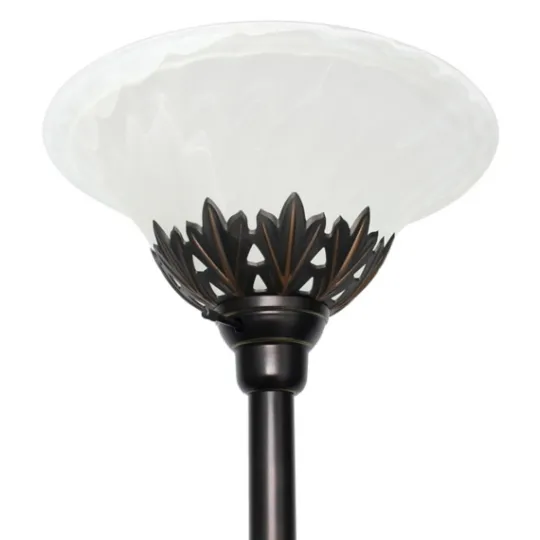 Kirkland's Home Bronze And White 3-Scallop Glass Floor Lamp- Floor Lamps