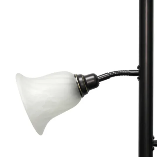 Kirkland's Home Bronze And White 3-Scallop Glass Floor Lamp- Floor Lamps