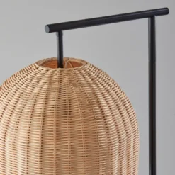 Kirkland's Home Bronze And Woven Rat Stem Floor Lamp- Floor Lamps