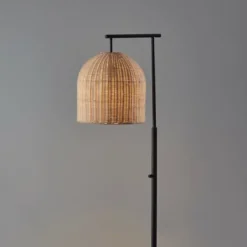 Kirkland's Home Bronze And Woven Rat Stem Floor Lamp- Floor Lamps