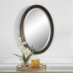 Kirkland's Home Bronze Beaded Frame Oval Mirror- Decorative Mirrors