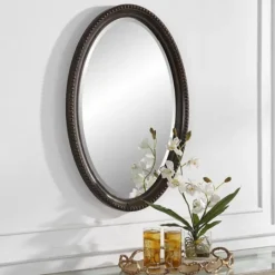Kirkland's Home Bronze Beaded Frame Oval Mirror- Decorative Mirrors