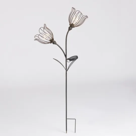 Kirkland's Home Bronze Flowers Solar Lantern Yard Stake- Outdoor Lighting