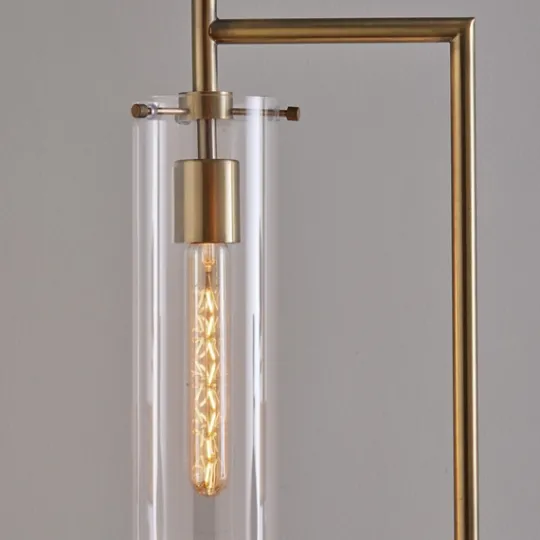 Kirkland's Home Bronze Glass Cylinder Shade Floor Lamp- Floor Lamps