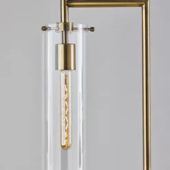 Kirkland's Home Bronze Glass Cylinder Shade Floor Lamp- Floor Lamps