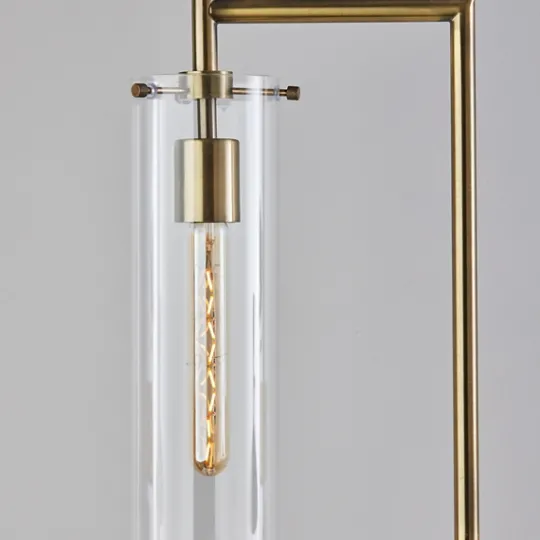 Kirkland's Home Bronze Glass Cylinder Shade Floor Lamp- Floor Lamps