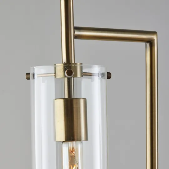 Kirkland's Home Bronze Glass Cylinder Shade Floor Lamp- Floor Lamps