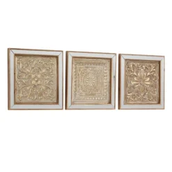 Kirkland's Home Bronze Metal Mirror Floral Wall Plaques, Set Of 3- Wall Plaques