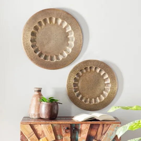 Kirkland's Home Bronze Metal Moroccan Wall Sculptures, Set Of 2- Wall Plaques