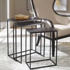 Kirkland's Home Bronze Metal Nesting Side Tables, Set Of 3- Accent & End Tables