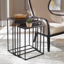 Kirkland's Home Bronze Metal Nesting Side Tables, Set Of 3- Accent & End Tables