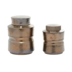Kirkland's Home Bronze Ribbed Ceramic Jars, Set Of 2- Decorative Bowls & Jars