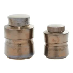 Kirkland's Home Bronze Ribbed Ceramic Jars, Set Of 2- Decorative Bowls & Jars