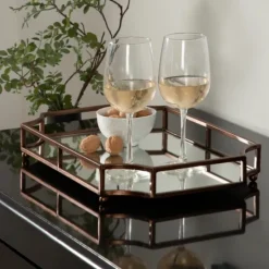Kirkland's Home Bronze Scalloped Reflective Tray- Decorative Trays