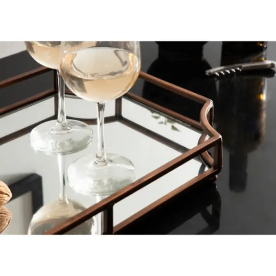 Kirkland's Home Bronze Scalloped Reflective Tray- Decorative Trays