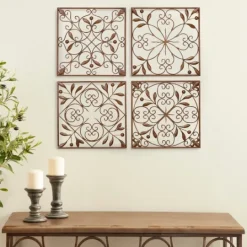 Kirkland's Home Bronze Scrollwork 4-Pc. Panel Wall Art- Wall Plaques