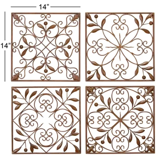 Kirkland's Home Bronze Scrollwork 4-Pc. Panel Wall Art- Wall Plaques